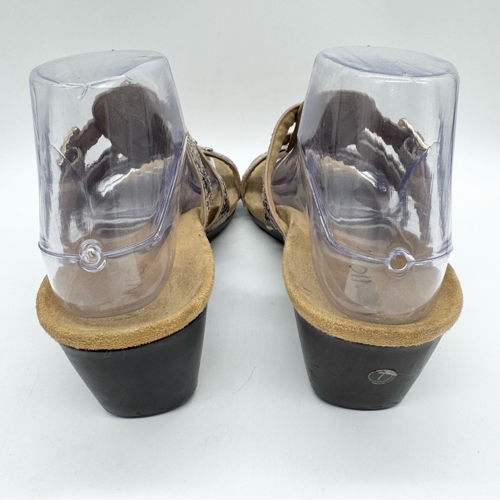 Vionic Radia Orthotic Adjustable Triple Strap Comfort Slide Wedges Snake Size 7 - Picture 9 of 13